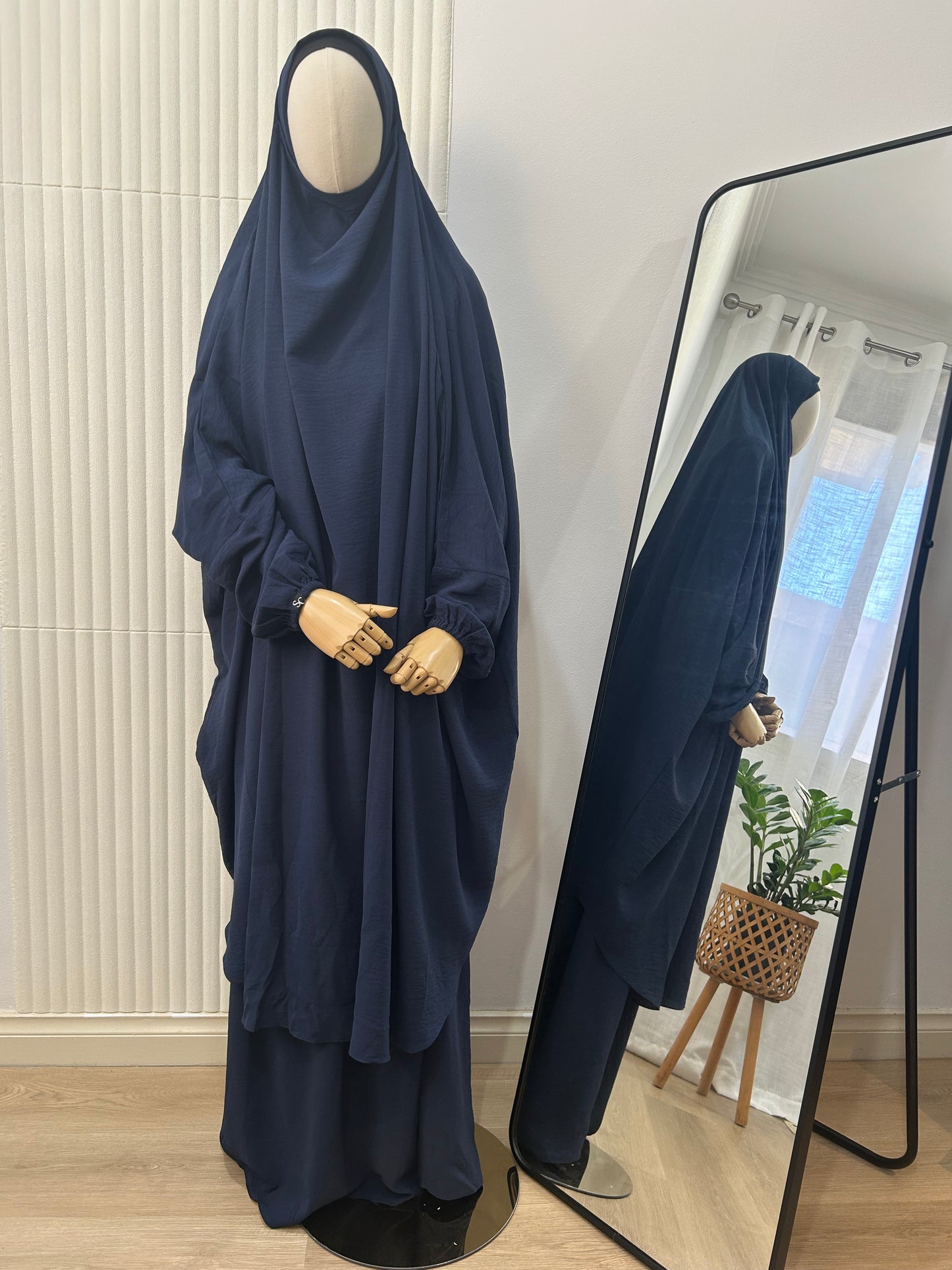 Oasis Sleeved Khimar and Skirt Set - Crinkle Fabric