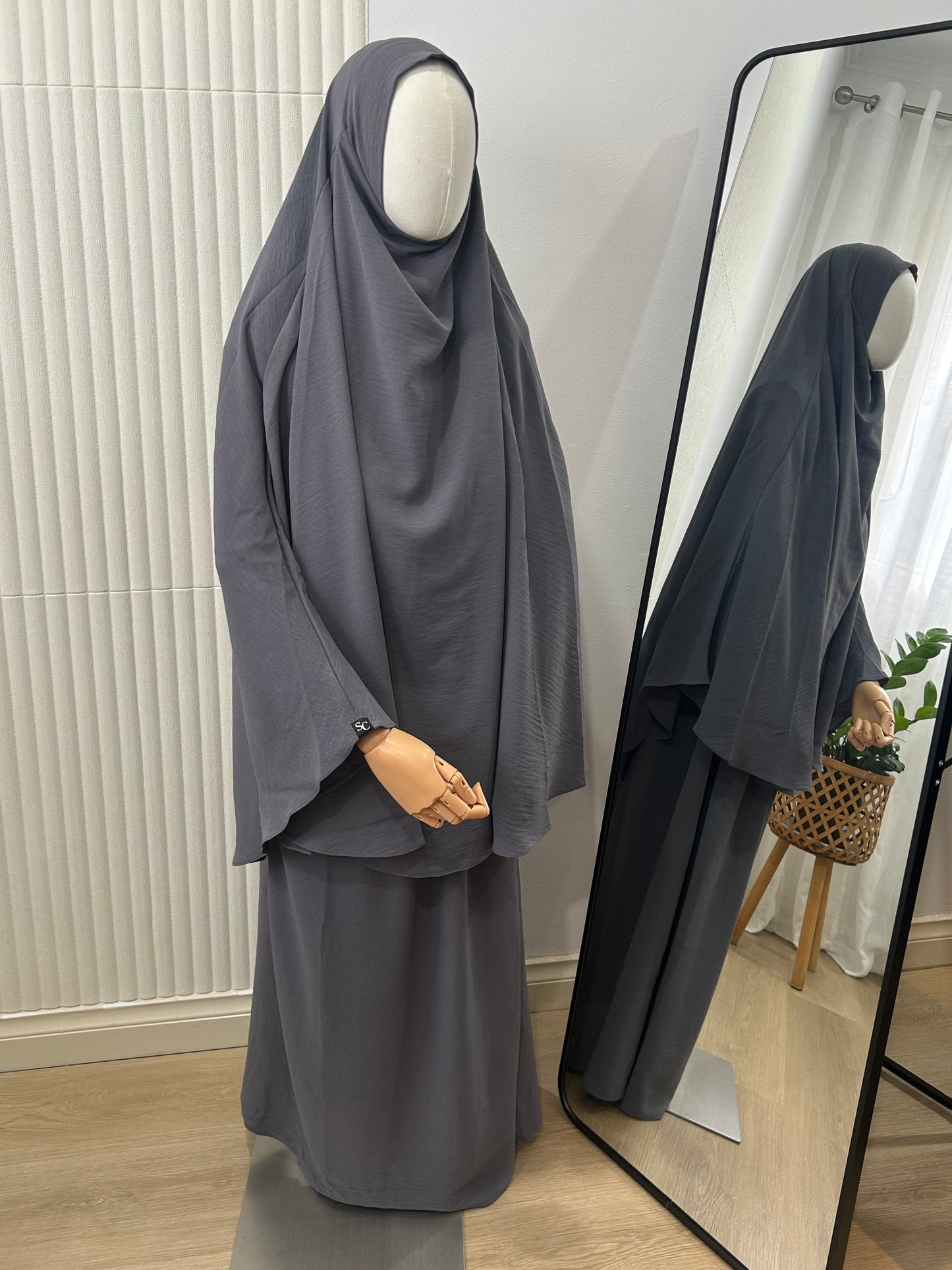 Kids Khimar and Skirt Set - Crinkle Fabric