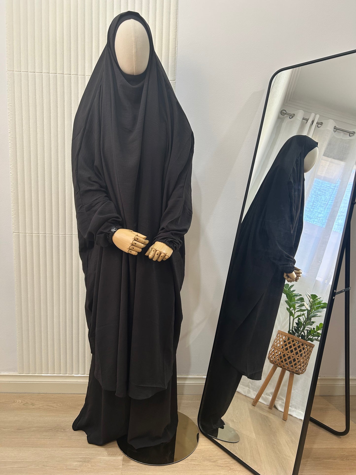 Oasis Sleeved Khimar and Skirt Set - Crinkle Fabric