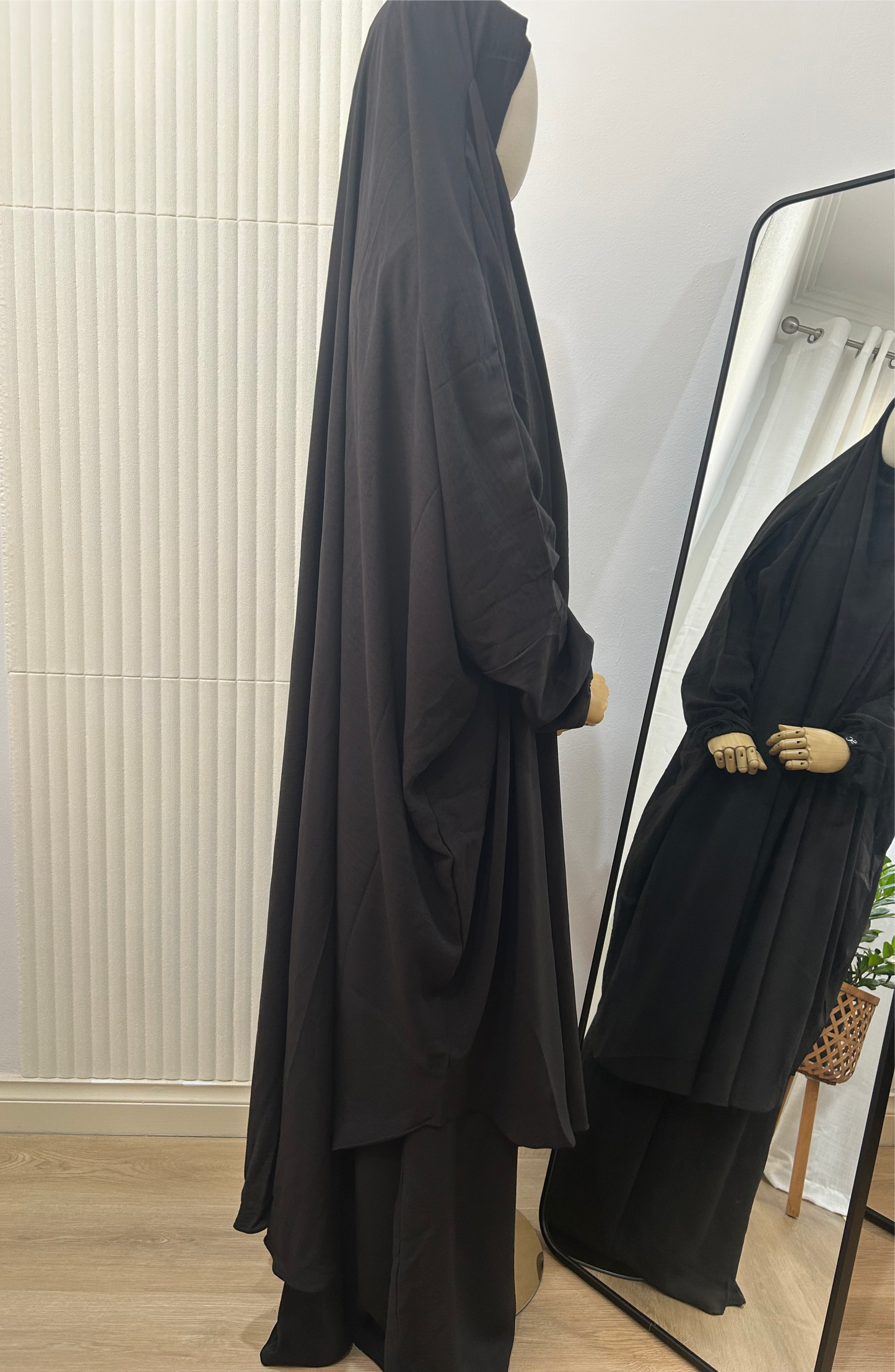 Oasis Sleeved Khimar and Skirt Set - Crinkle Fabric