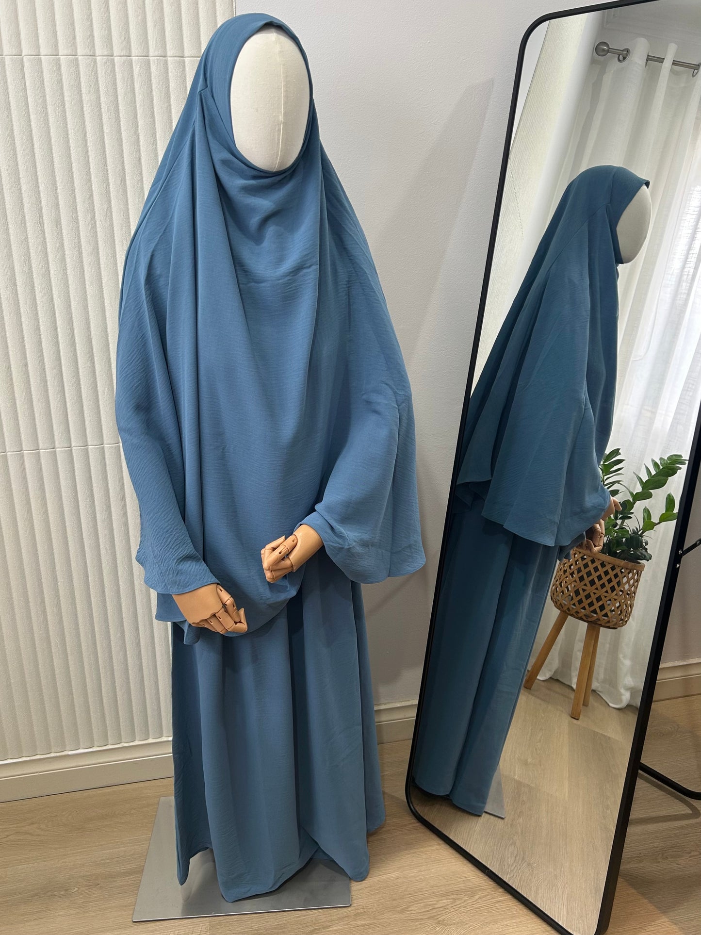 Kids Khimar and Skirt Set - Crinkle Fabric