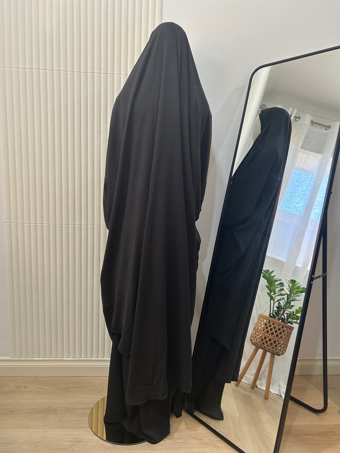 Oasis Sleeved Khimar and Skirt Set - Crinkle Fabric