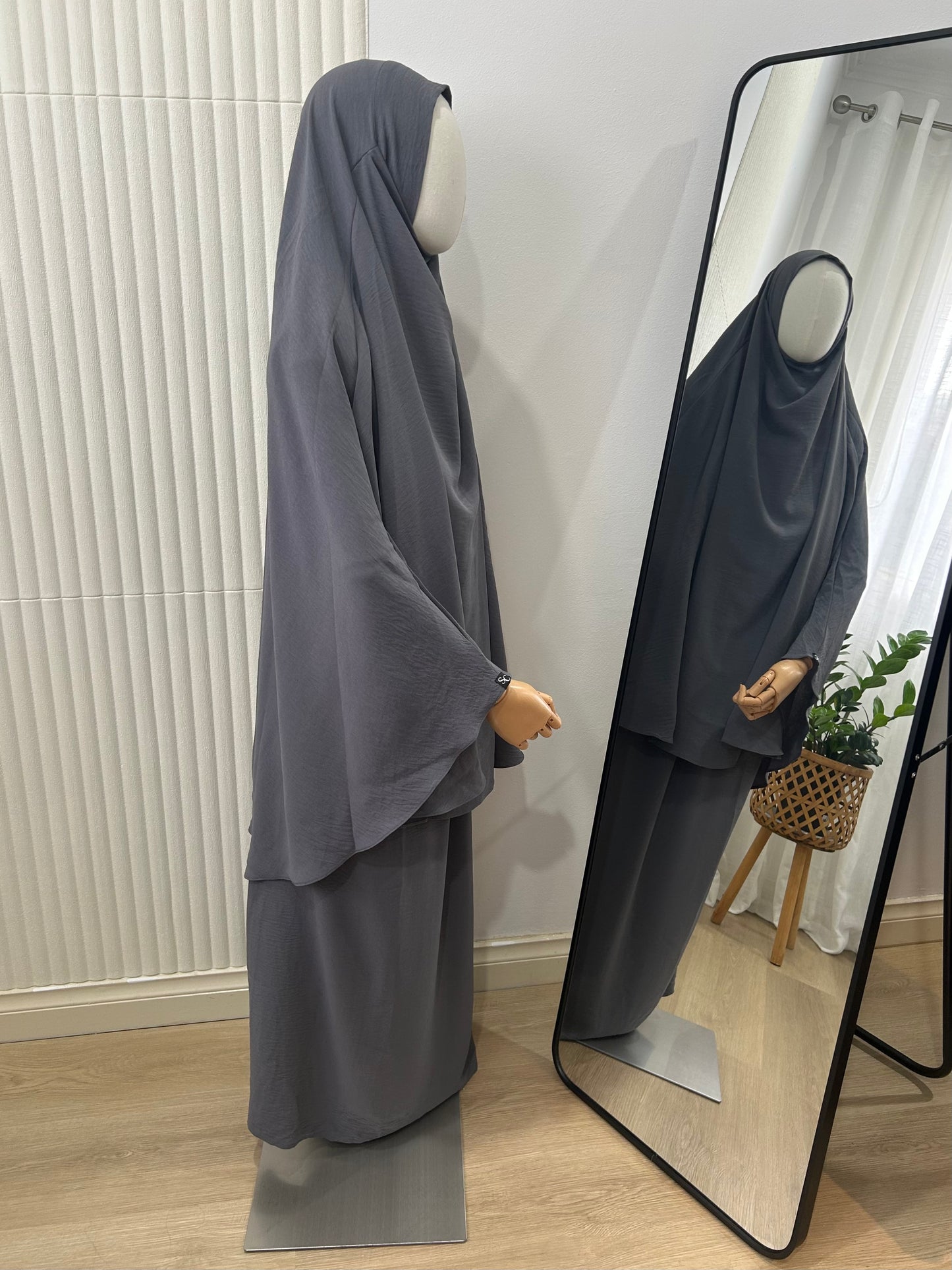 Kids Khimar and Skirt Set - Crinkle Fabric