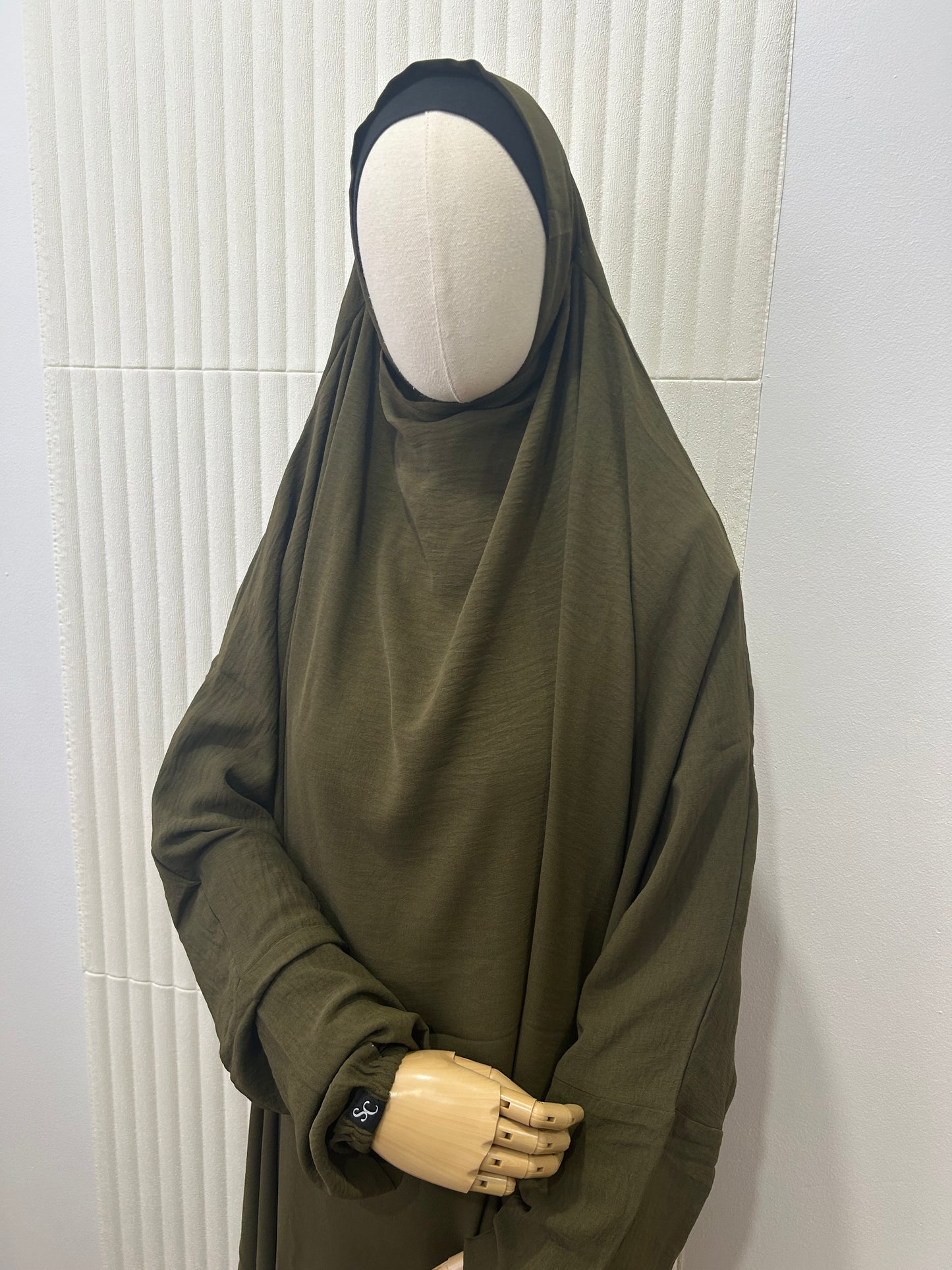 Oasis Sleeved Khimar and Skirt Set - Crinkle Fabric