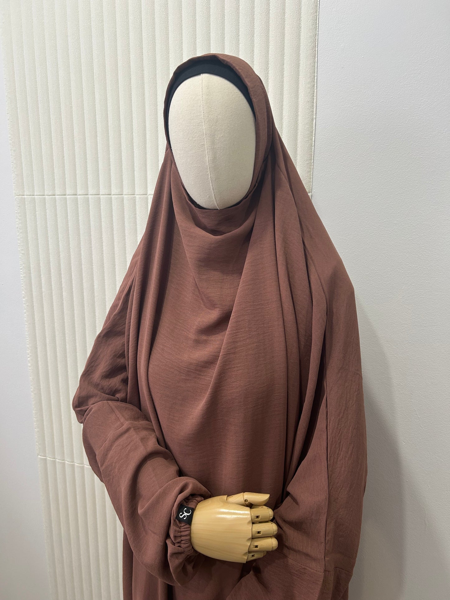 Oasis Sleeved Khimar and Skirt Set - Crinkle Fabric