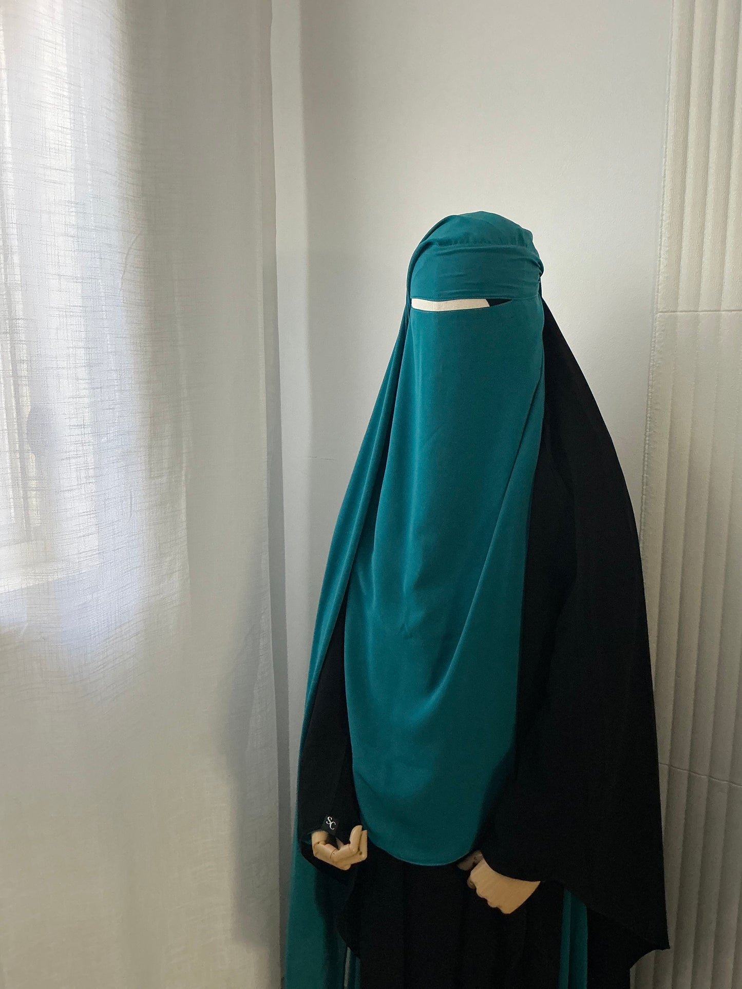 Double-Layer Niqab, Extra Front Length - Wool Chiffon