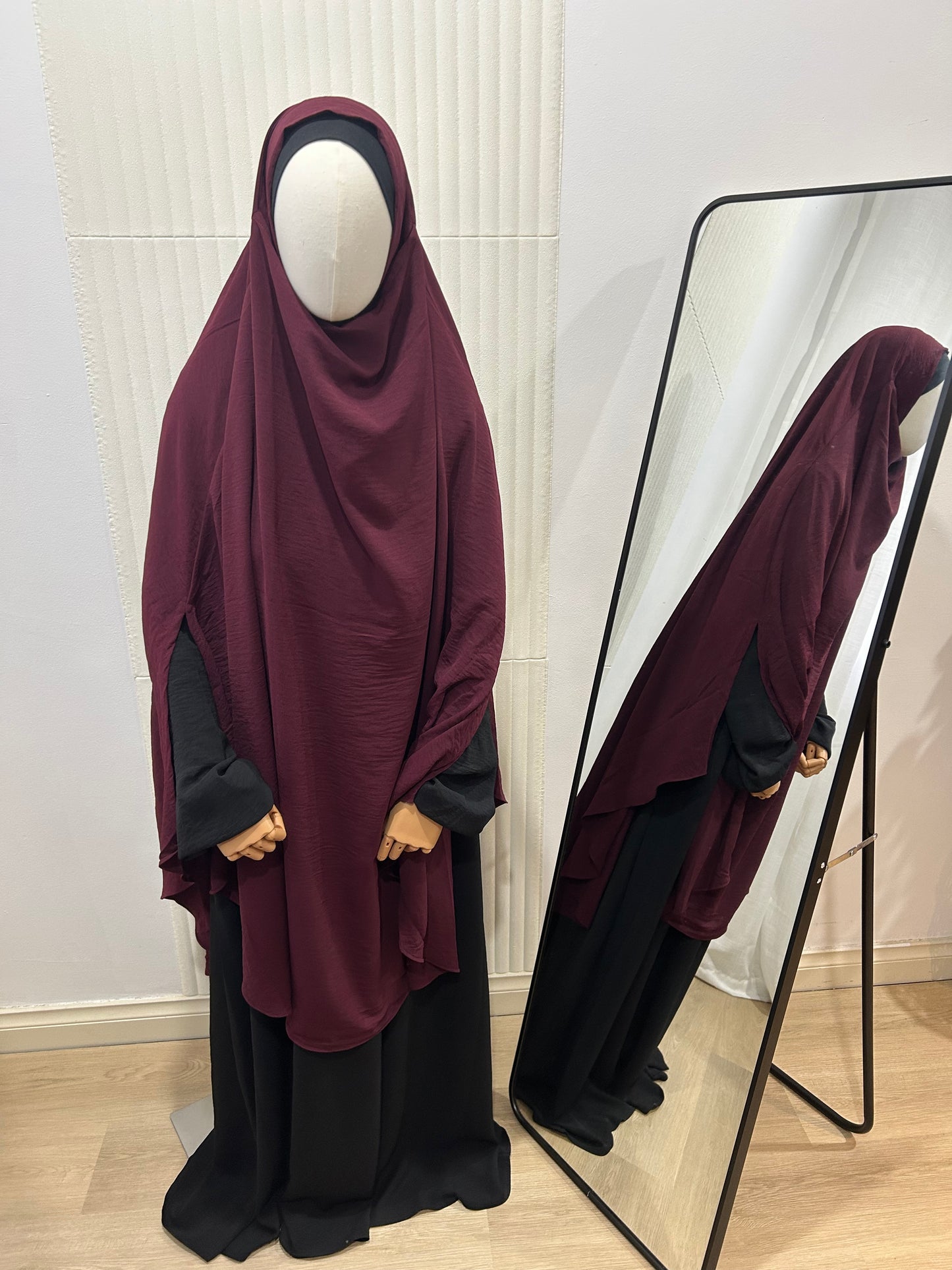 Split Khimar - Crinkle Fabric