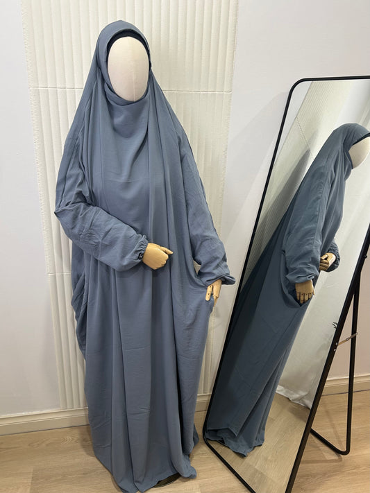 Full-Length Sleeved Khimar - Crinkle Fabric