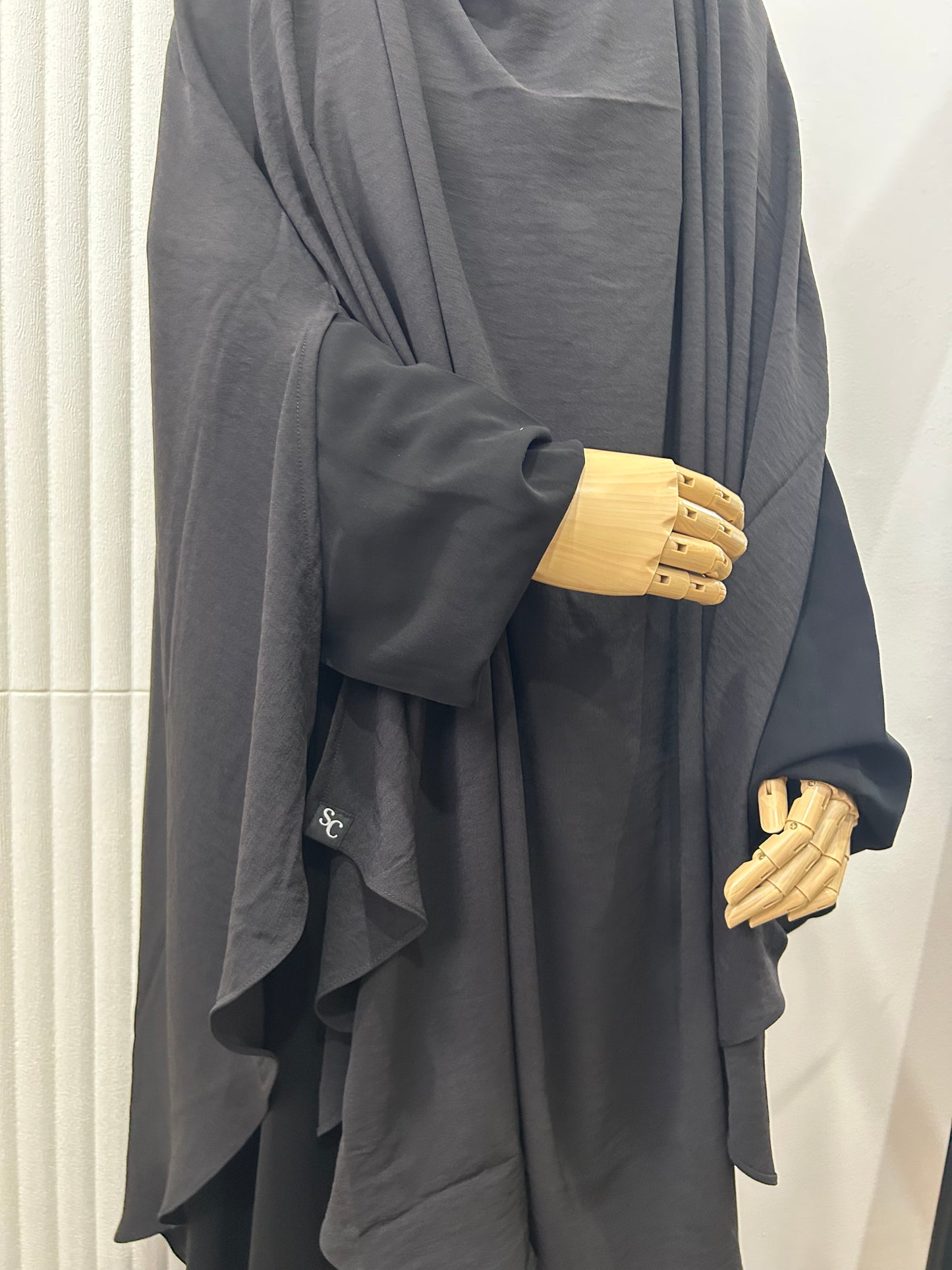 Split Khimar - Crinkle Fabric