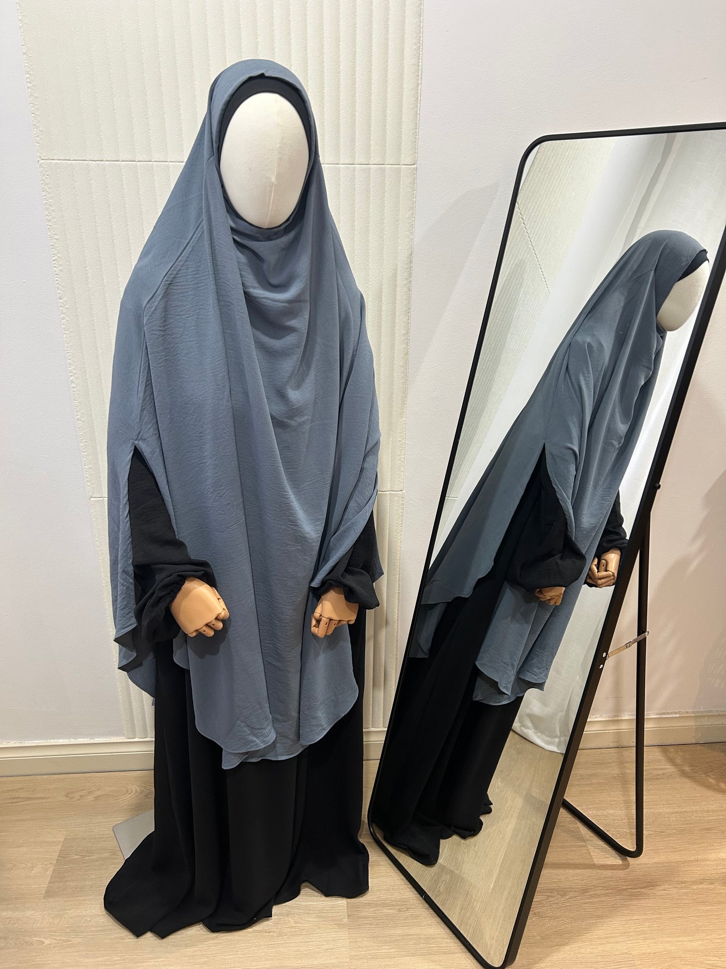 Split Khimar - Crinkle Fabric
