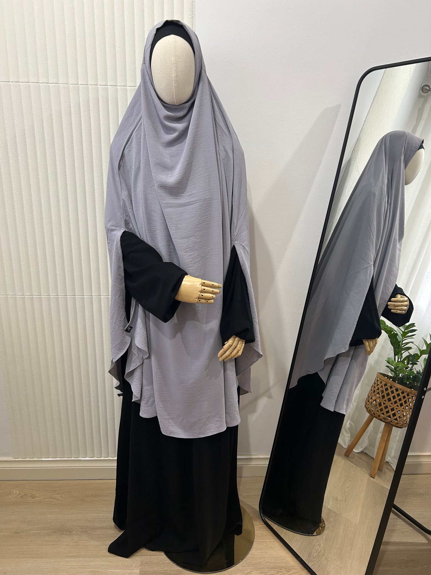 Split Khimar - Crinkle Fabric