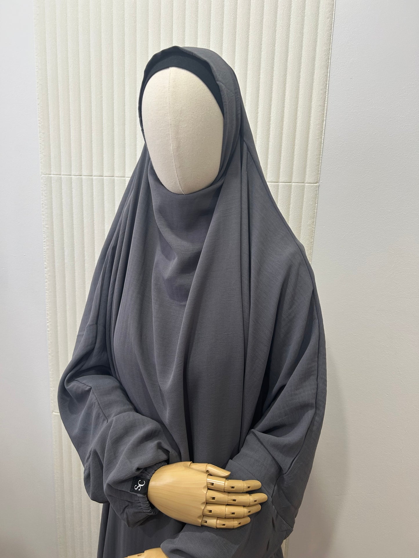 Oasis Sleeved Khimar and Skirt Set - Crinkle Fabric