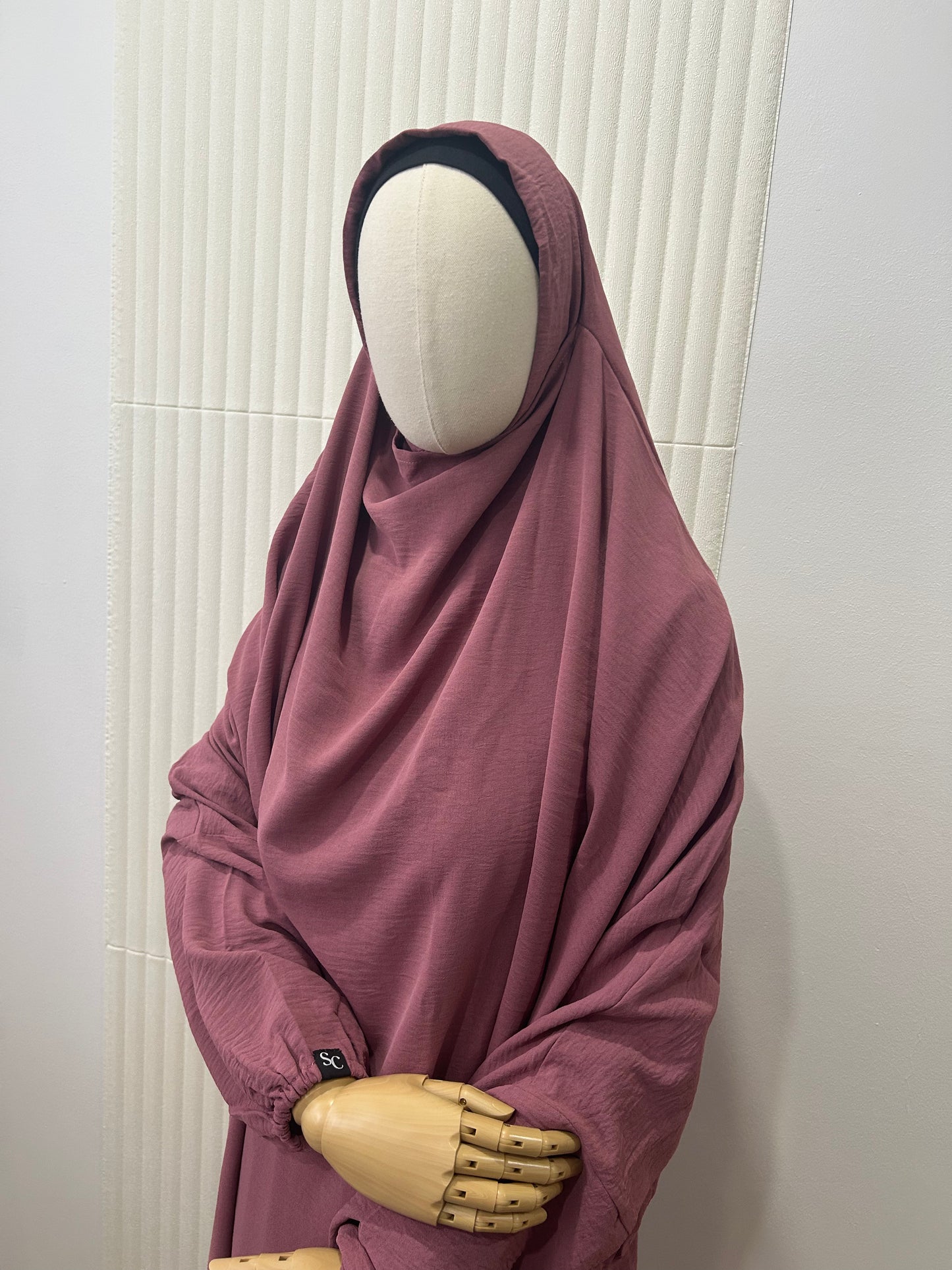 Oasis Sleeved Khimar and Skirt Set - Crinkle Fabric