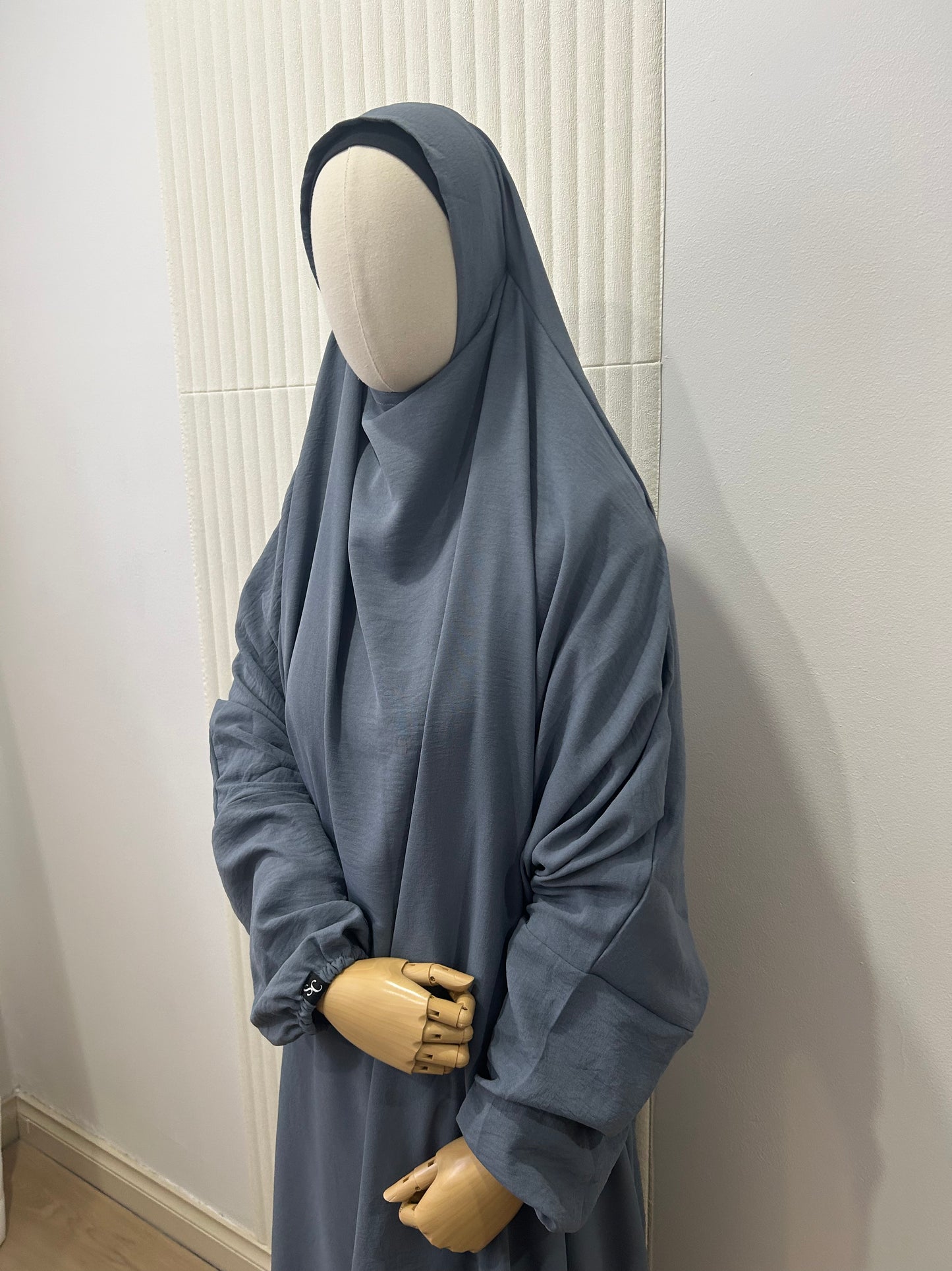 Oasis Sleeved Khimar and Skirt Set - Crinkle Fabric