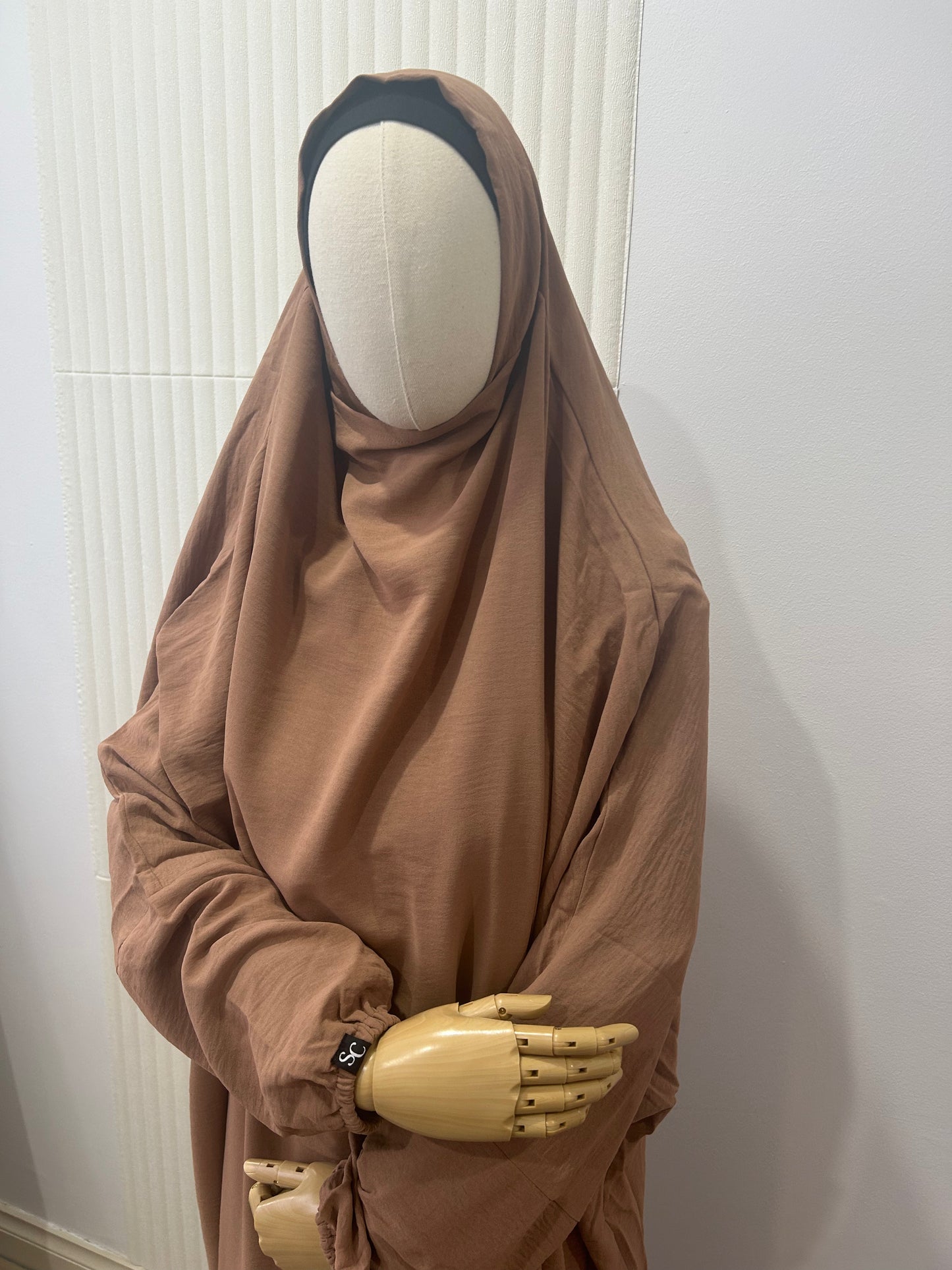 Oasis Sleeved Khimar and Skirt Set - Crinkle Fabric
