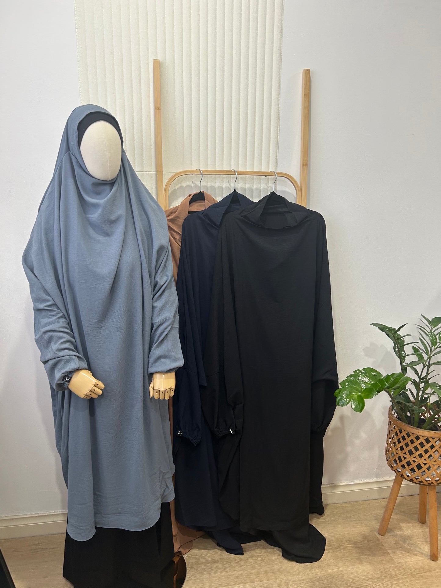 New! Sleeved Khimar - Crinkle Fabric