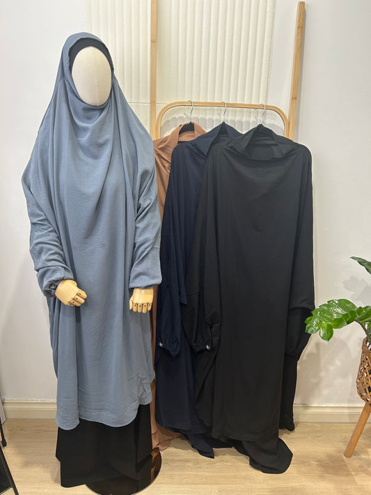 New! Sleeved Khimar - Crinkle Fabric