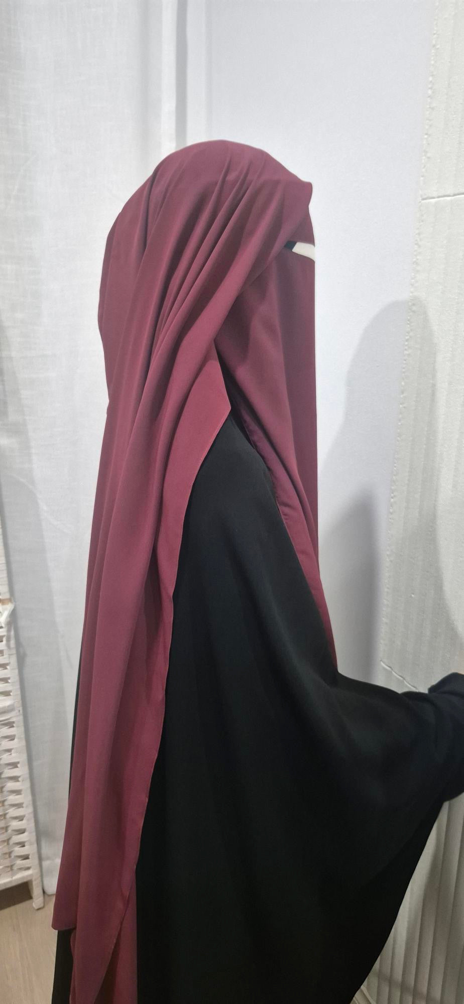 Double-Layer Niqab, Extra Front Length - Wool Chiffon