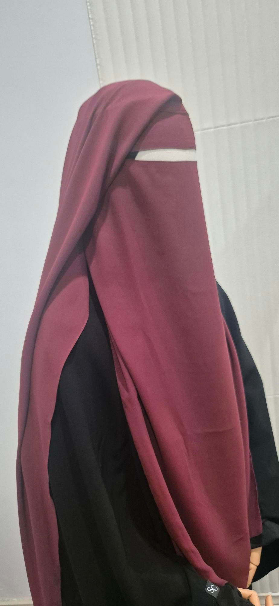 Double-Layer Niqab, Extra Front Length - Wool Chiffon