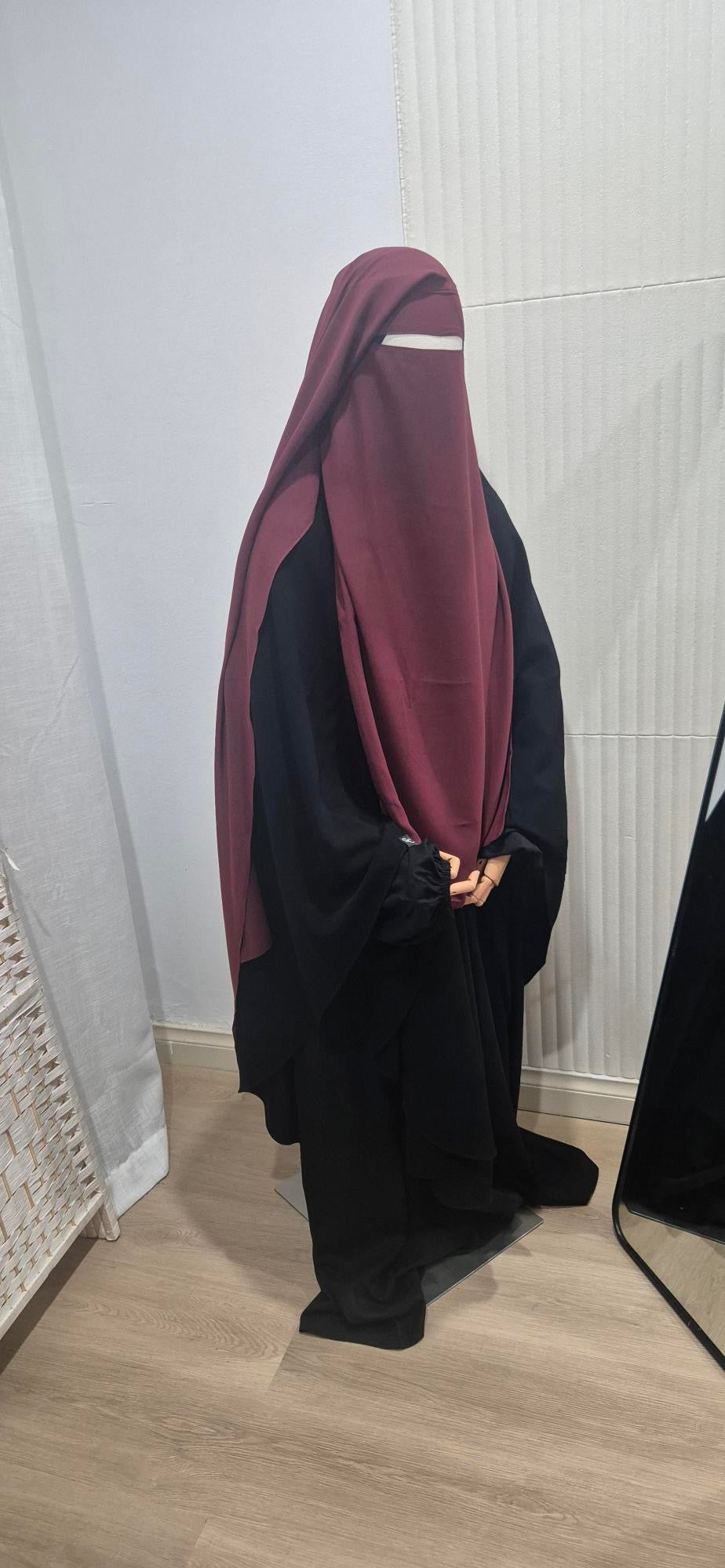 Double-Layer Niqab, Extra Front Length - Wool Chiffon