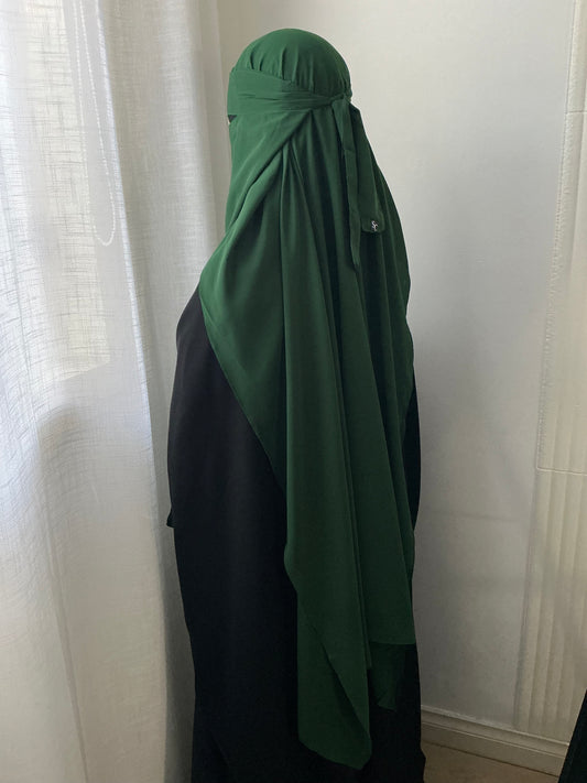 Double-Layer Niqab, Extra Front Length - Wool Chiffon